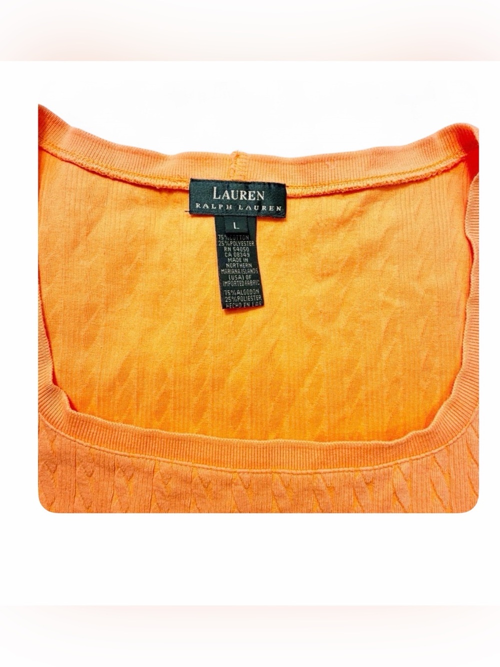 LAUREN RALPH LAUREN Womens Cable Knit Square Neck Tank Sleeveless Top Size L - Picture 3 of 8
